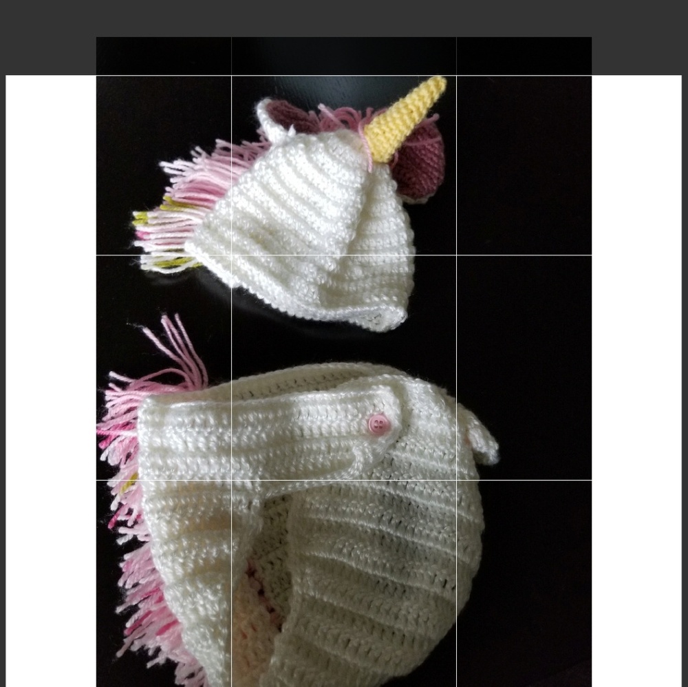 Handmade Unicorn knitted crochet Baby props outfit